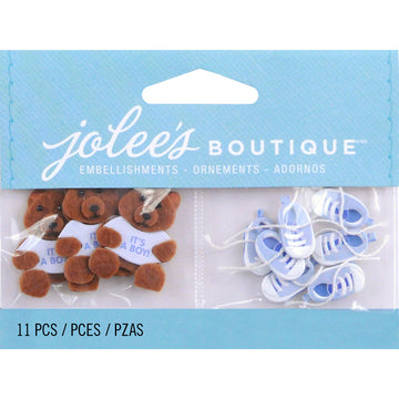 Jolee's Boutique Dimensional Embellishments 11/Pkg - Baby Boy Bears & Booties