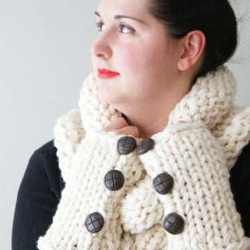 Simple Chunky Knit Shawl Cowl and Arm-warmers