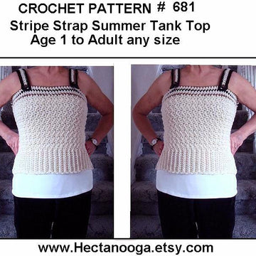 681 CROCHET TANK TOP, age 1 to adult XXXL