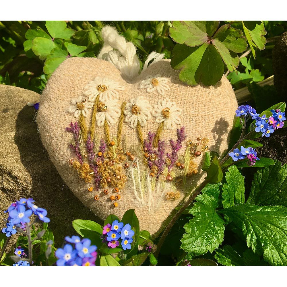 Rowandean Moorland Heart Printed Embroidery Kit - 15cm x 15cm