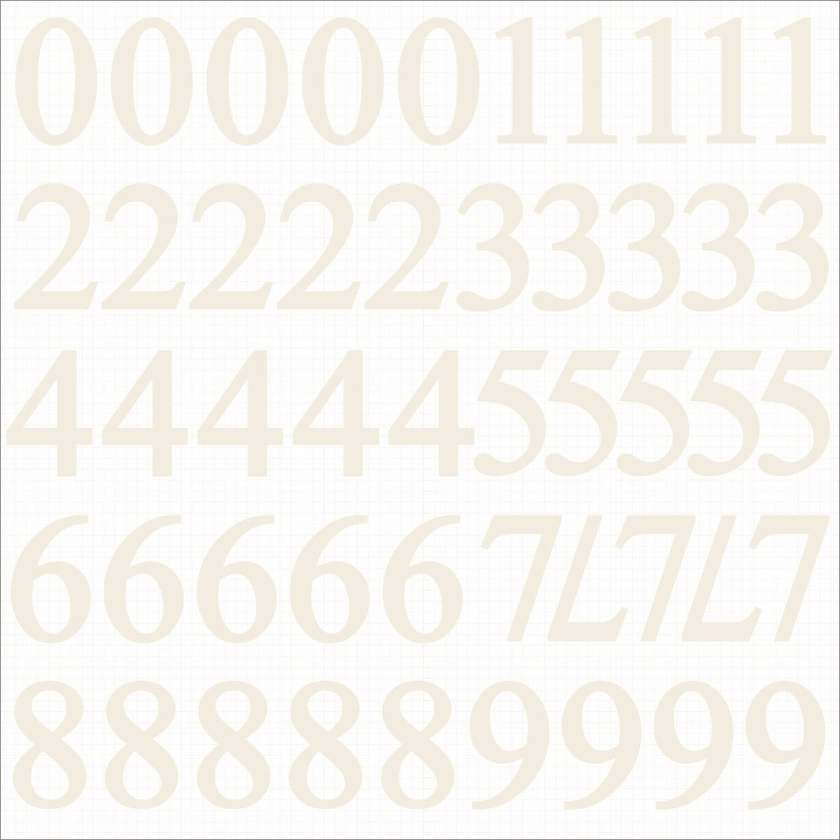 Kaisercraft Number Stickers 12"X12" 5/Pkg - Ivory 1.75"