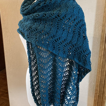 Abigail Crochet Sideways Shawl Feather and Fan Stitch
