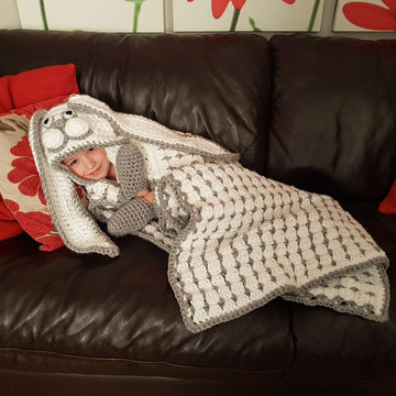 2in1 Woodland Bunny Rabbit Hooded Blanket Crochet Pattern