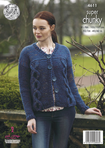 Sweater & Cardigan in King Cole Big Value Super Chunky Twist - 4611 - Downloadable PDF