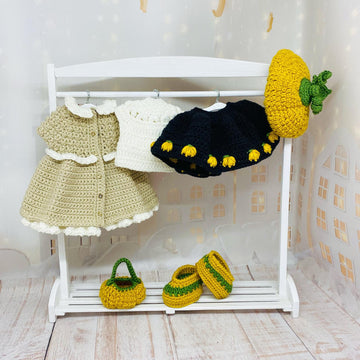 Crochet doll clothes, amigurumi doll clothes, Miss October outfit