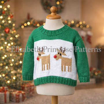 Two Reindeers Jumper Knitting Pattern P36