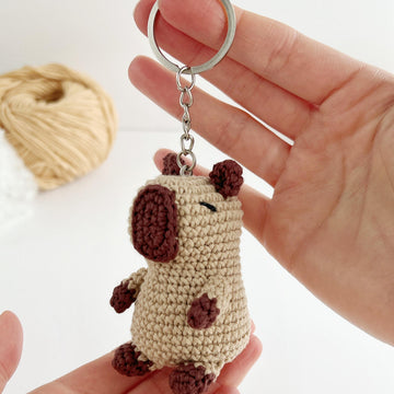 Crochet capybara pattern amigurumi toy Bag charm keyring