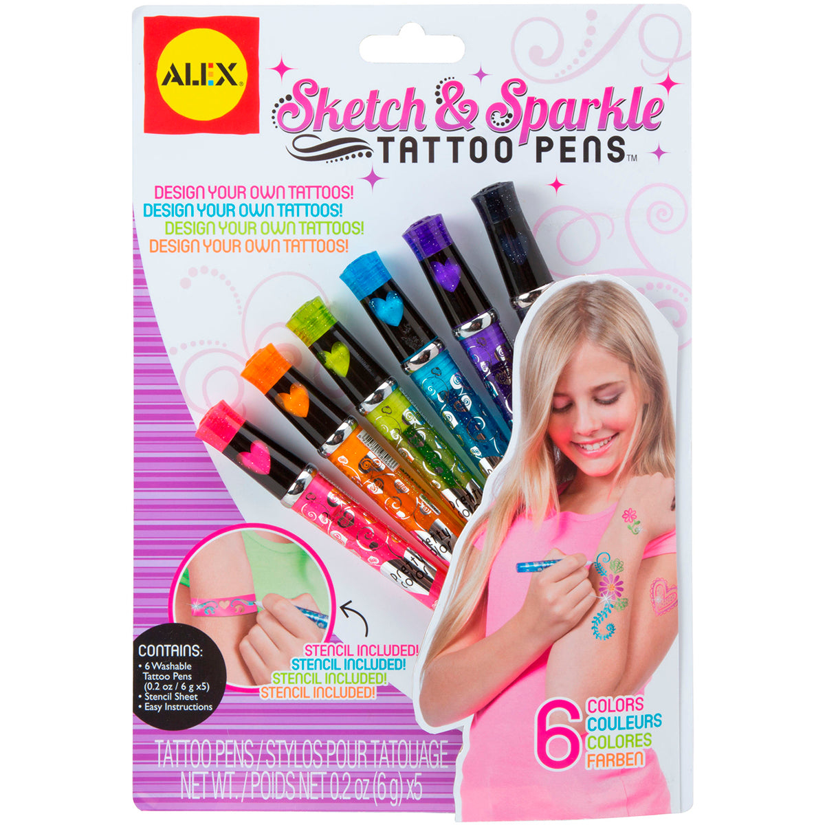 Alex Toys Tattoo Pens Kit - Sketch & Sparkle