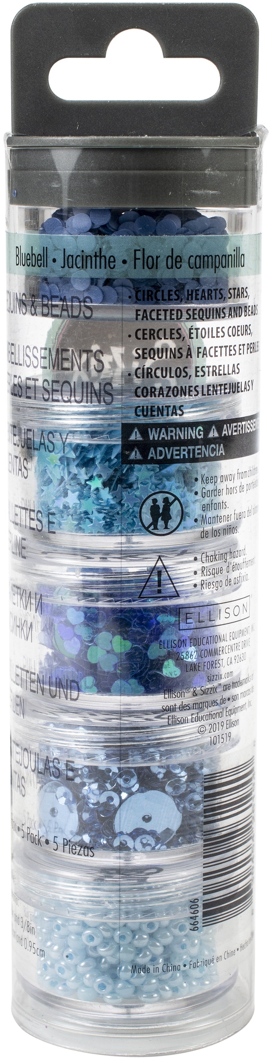 Sizzix Making Essential Sequins & Beads 5/Pkg - Bluebell, 5g Per Pot