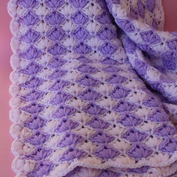 Baby Blanket "Lilac Lily" With Puff Flower