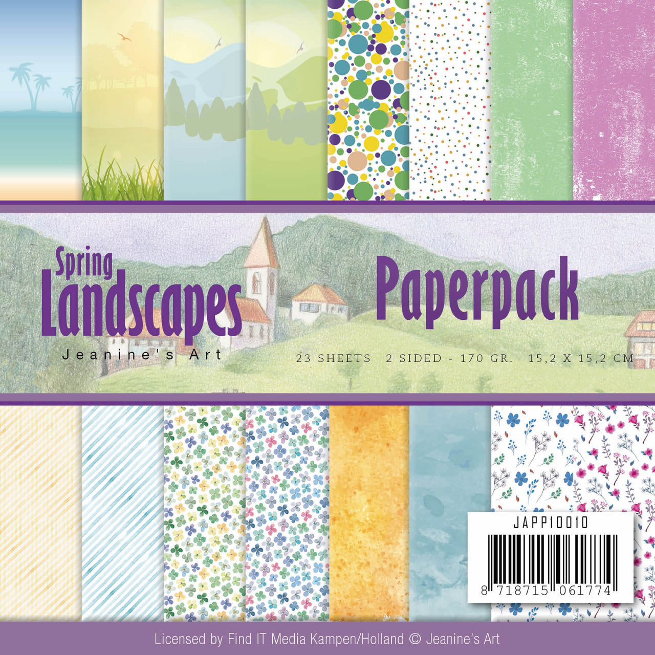 Find It Trading Jeanine's Art Paper Pack 6"X6" 23/Pkg - Spring Landscapes, Double-Sided Designs