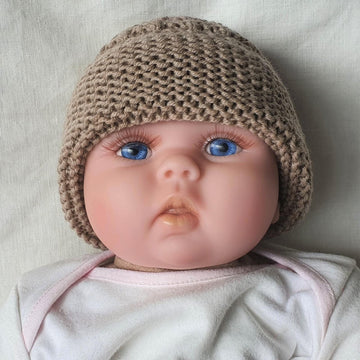 Olly - Baby’s 8ply texture stitch beanie with garter brim
