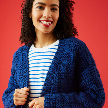 Basket Weave Cardigan - Free Knitting Pattern For Women in Paintbox Yarns Simply Super Chunky