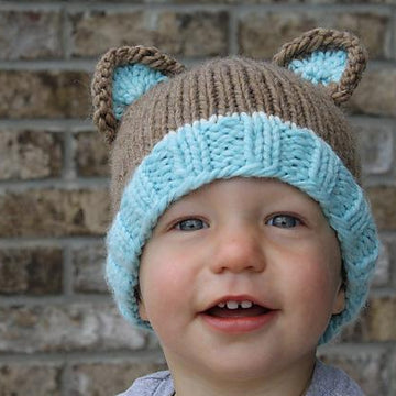 Bulky Weight Knit Bear Beanie