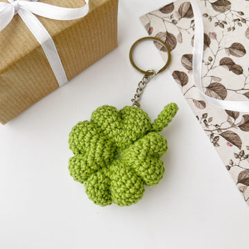 Clover crochet keychain amigurumi pattern Crochet keyring bag charm pattern Crochet car mirror hanging
