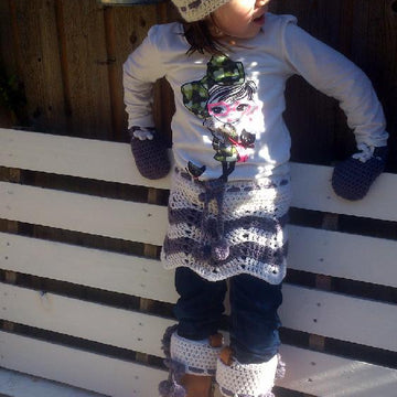 Chevron Winter Hat plus bonus Skirt, Mittens and Boot cuffs