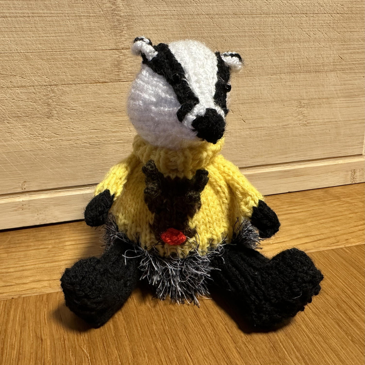Badger Wearing Rudolph Christmas Jumper - Chocolate Orange Cover/Stuffed Ornament