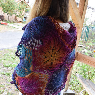 Flower scarf and shawl in one.
