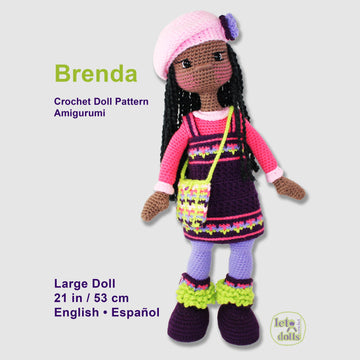 21 inch crochet doll pattern PDF, Large amigurumi doll, Brenda