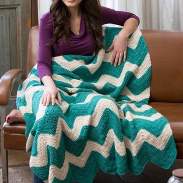 Chic Chevron Throw in Red Heart Soft Solids - LW4411