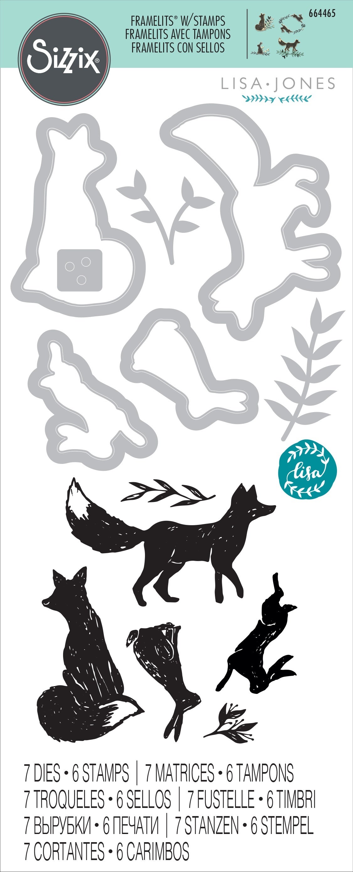 Sizzix Framelits Die & Stamp Set By Lisa Jones 7/Pkg - Wilderness