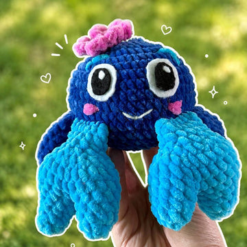 Blue Blossom Crab Amigurumi, Crochet Pattern