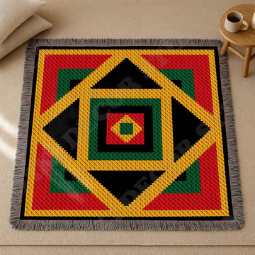 C2C CROCHET PATTERN Kaleidoscope Rasta Blanket Black Yellow Red Green Afghan