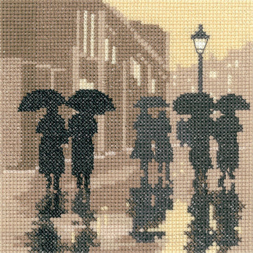 Heritage Brollies, 14 count Aida Cross Stitch Kit - 12.5cm x 12.5cm