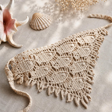 Fish motif bandana headscarf kerchief crochet pattern H6