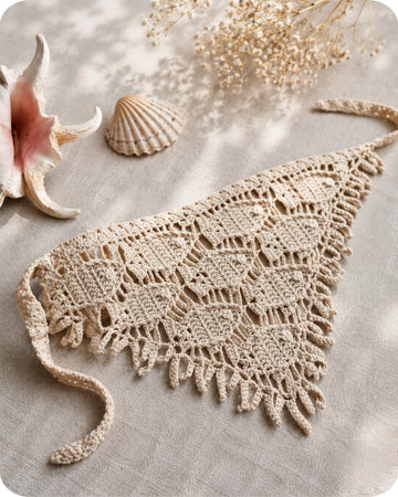 Fish motif bandana headscarf kerchief crochet pattern H6