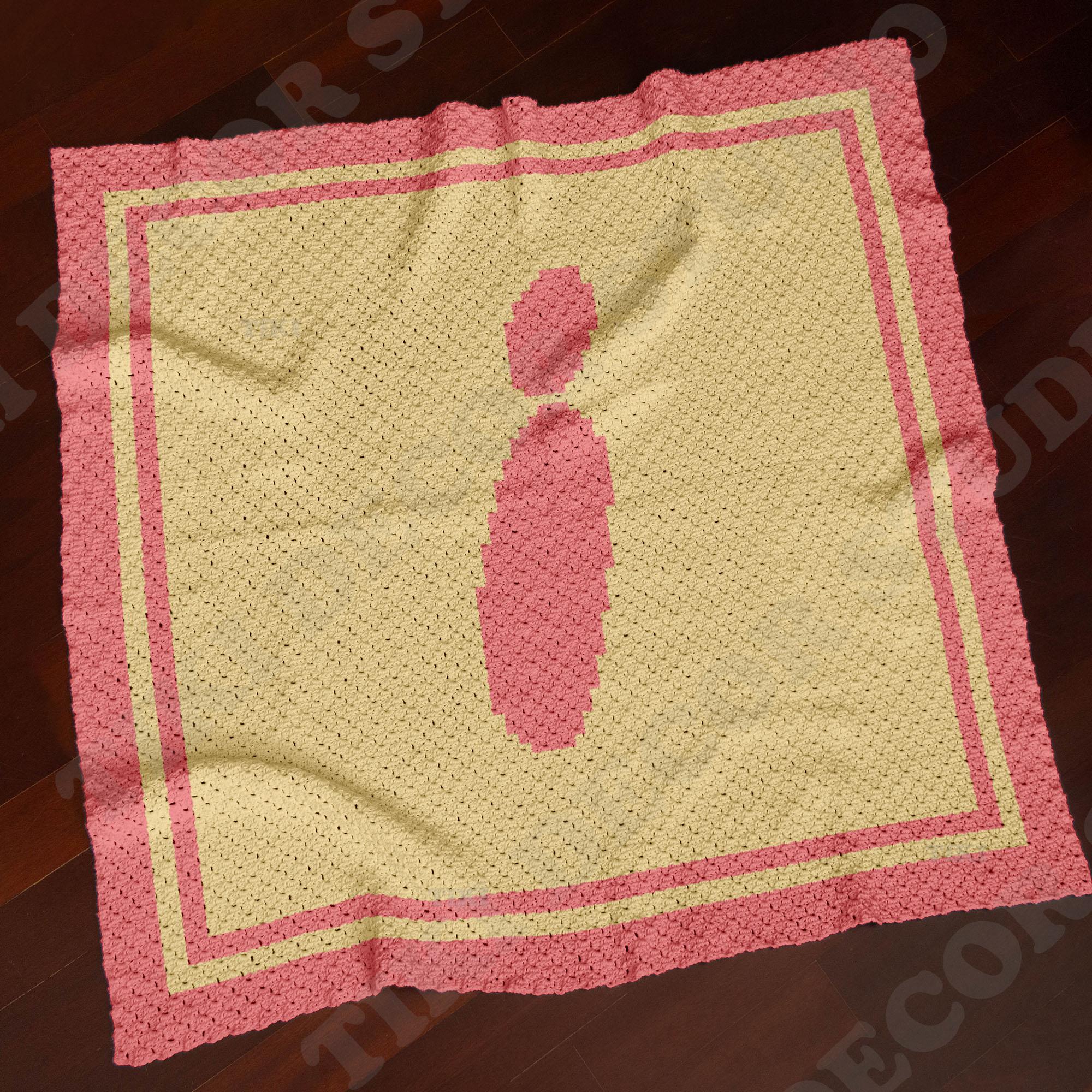 Letter I Name C2C crochet baby blanket pattern | 2 colors design