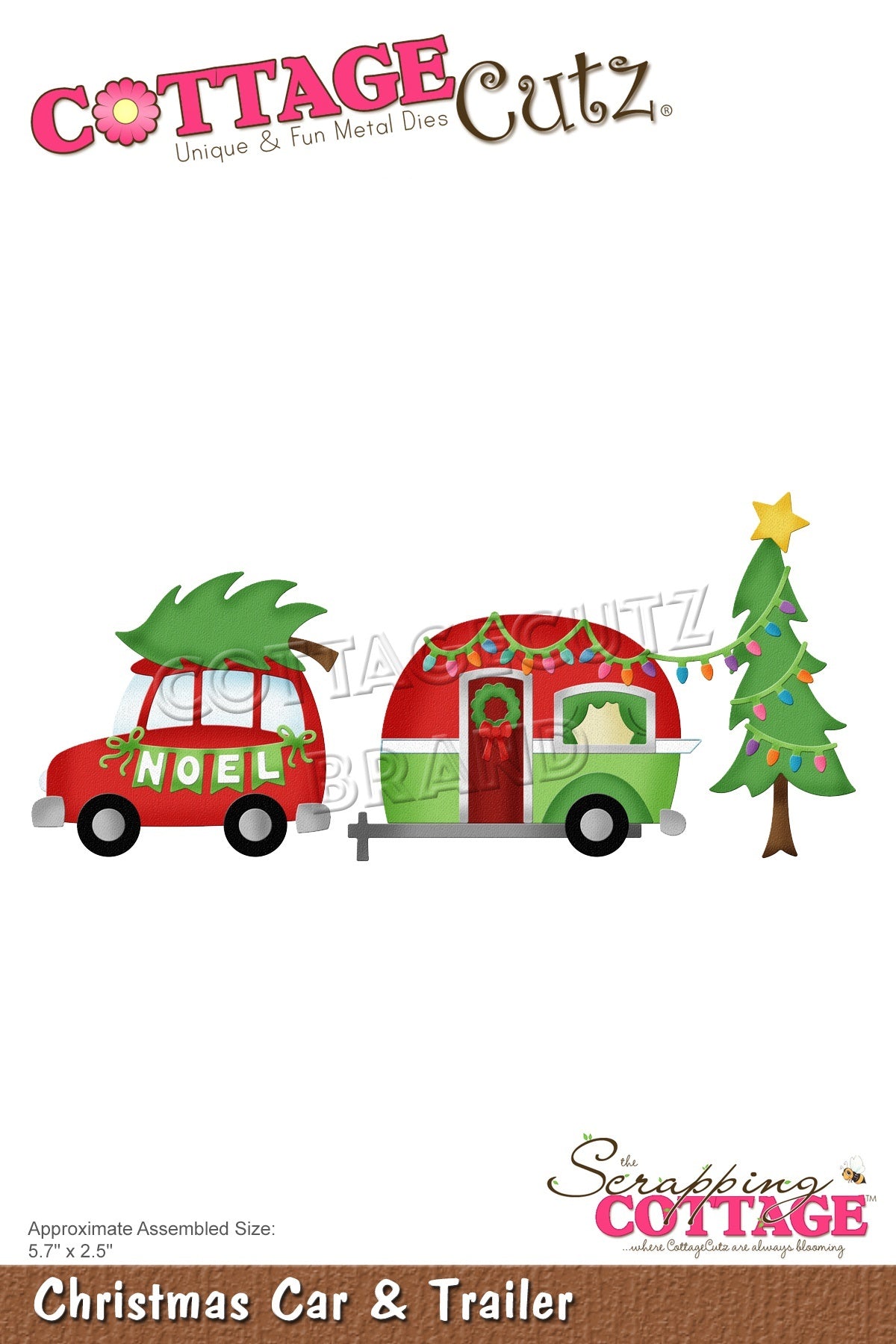 CottageCutz Dies - Christmas Car & Trailer, 5.7"X2.5"