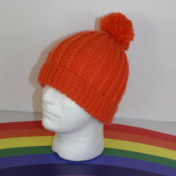 Aran Fishermans Rib Bobble Beanie Circular