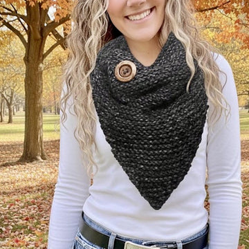 Sisterly Chic Button Chunky Triangle Scarf