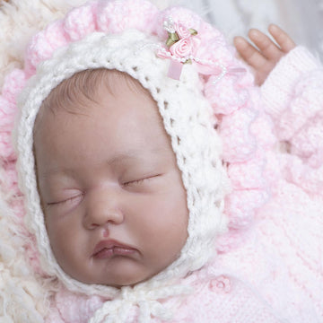 Newborn baby Aran bonnet crochet pattern with 4 finishes