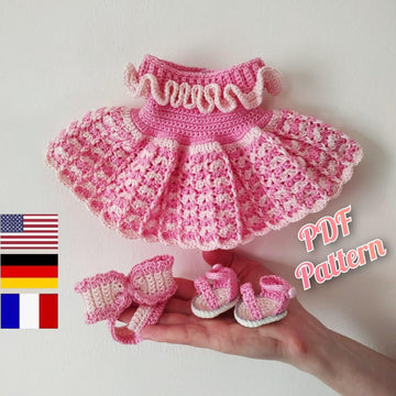 Doll outfit crochet pattern, amigurumi doll clothes pattern 12,6 inch