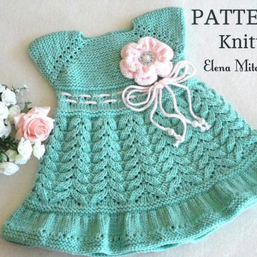 Knitting PATTERN Baby Dress Baby Beanie by Elena Mitchell