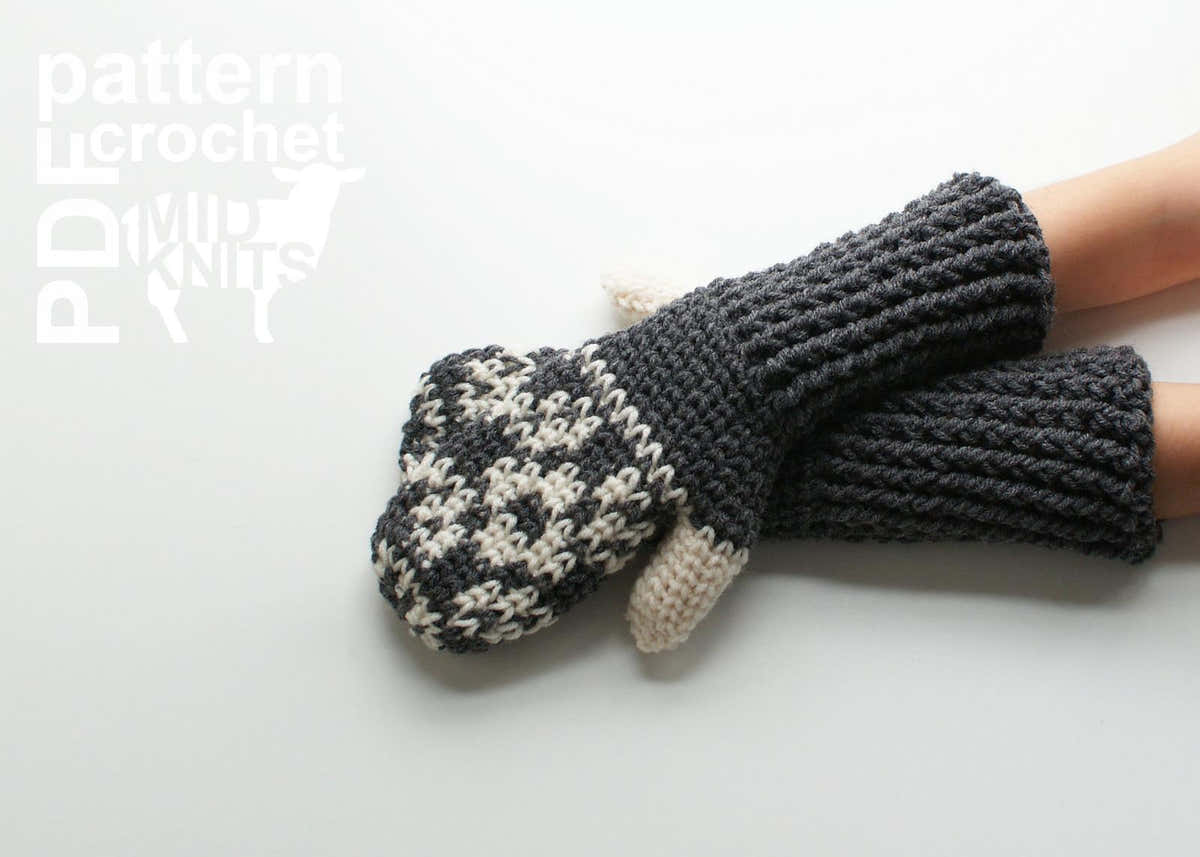 Floral Fair Isle Crochet Mittens (2016002)