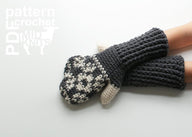 Floral Fair Isle Crochet Mittens (2016002)