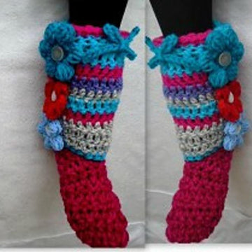 875 Colorful Puff Flower Slippers