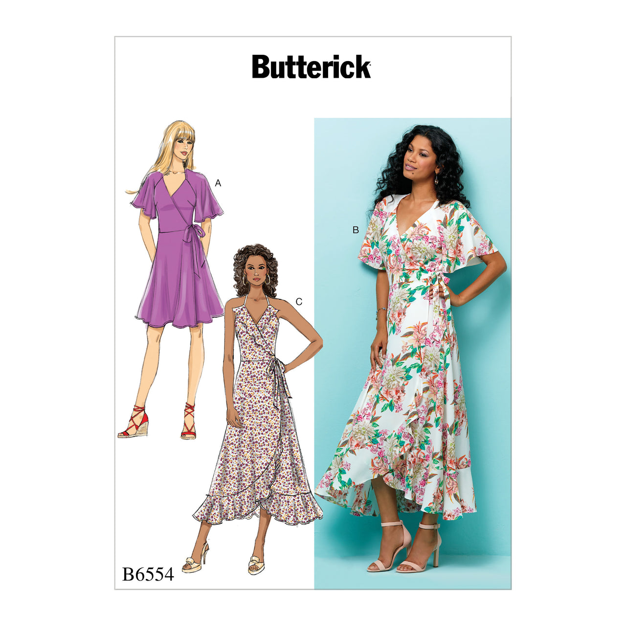 Butterick Misses' Wrap Dresses B6554 - Sewing Pattern