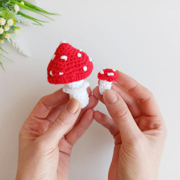 Mushrooms crochet pattern, Christmas tree ornaments, amigurumi food pattern