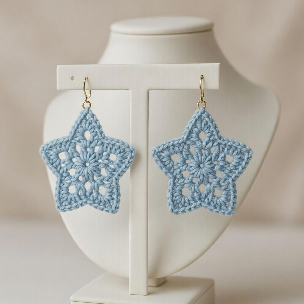 Crochet star earrings PDF + Video Tutorial