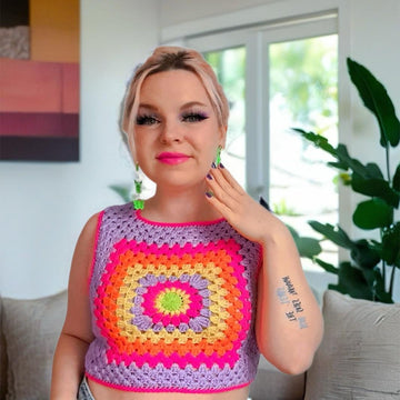 Granny Square Crochet Crop Top