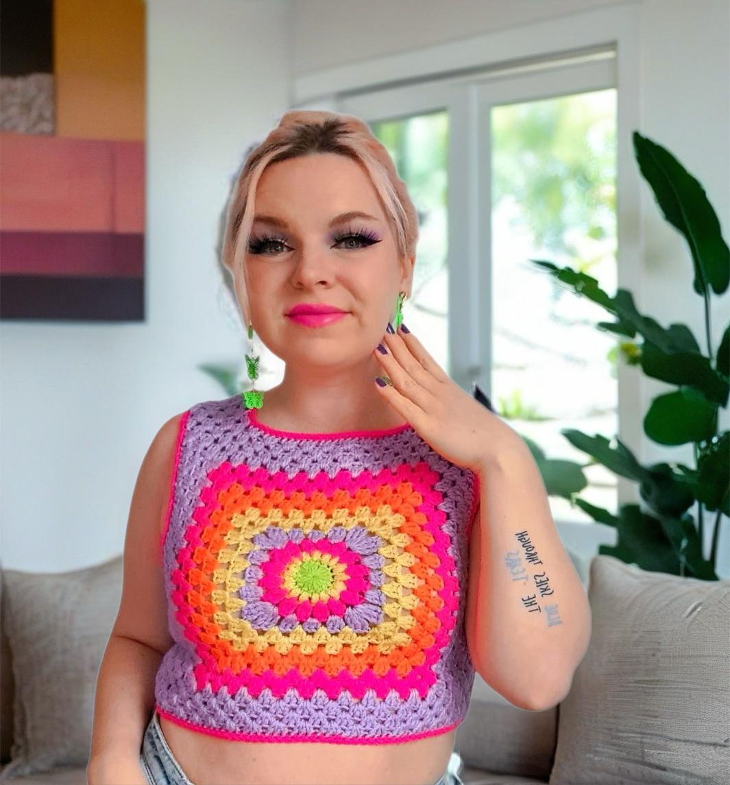 Granny Square Crochet Crop Top