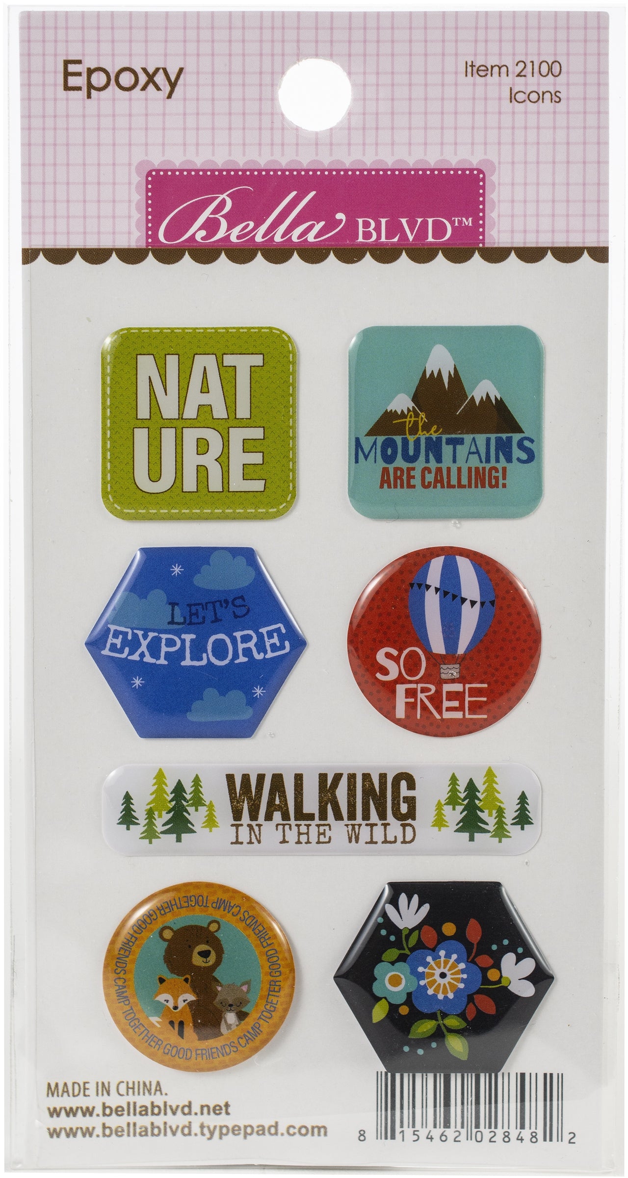 Doodlebug Let's Go On An Adventure Epoxy Stickers - Icons