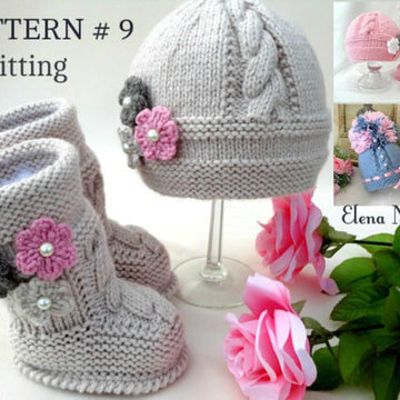 Baby Girl Pattern Knitted Baby Hat Baby Shoes 0 - 12 months