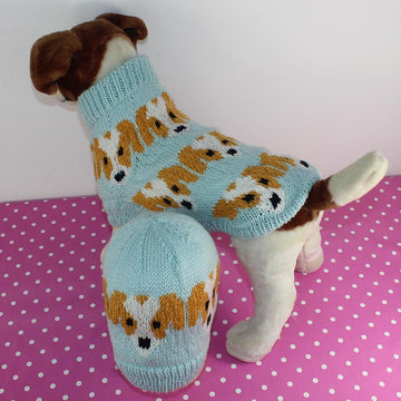 Jack Russell Emoji Dog Coat and Beanie Hat