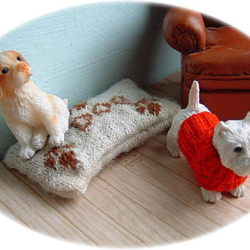 1:12th scale dog jumper and cushion