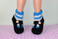 Childrens Super Chunky Stripe Sock T Bar Sandal Slippers